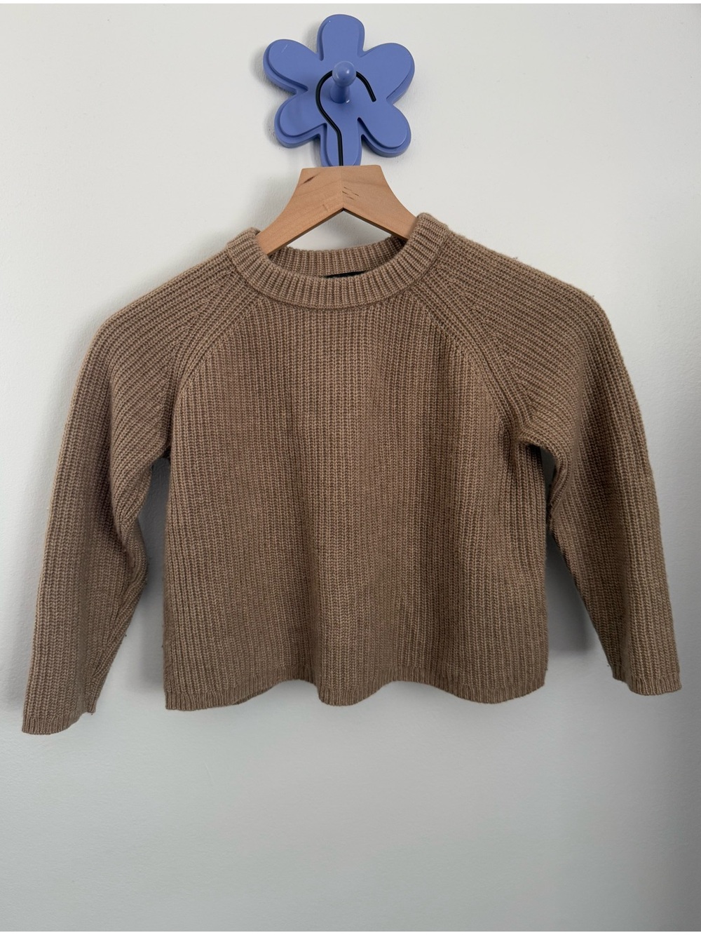 Jenni Kayne 6-7 Girls Tan Taupe Sweater Wool Cashmere Crew Neck
